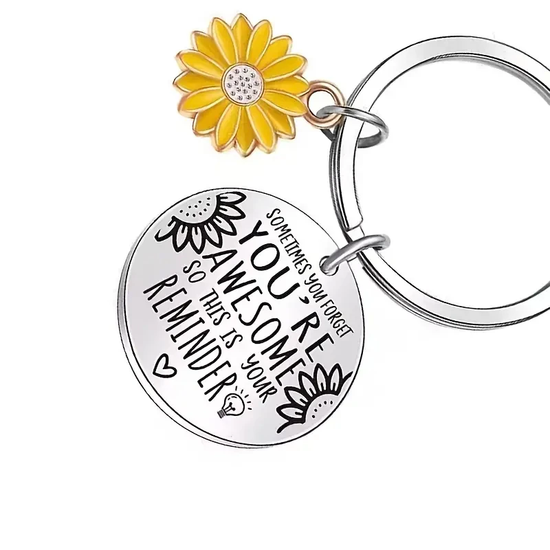 Llavero inspirador de girasol para mujeres, hombres, niñas, niños, cumpleaños, día de graduación, 1 unidad - imagen 3