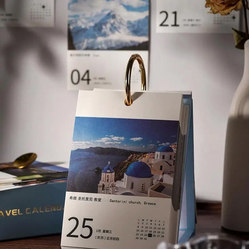 Calendario de viaje creativo y decorativo, calendario de belleza de escritorio Ins, regalos originales, hermoso Calendario de escritorio personalizado, 2024 - imagen 5