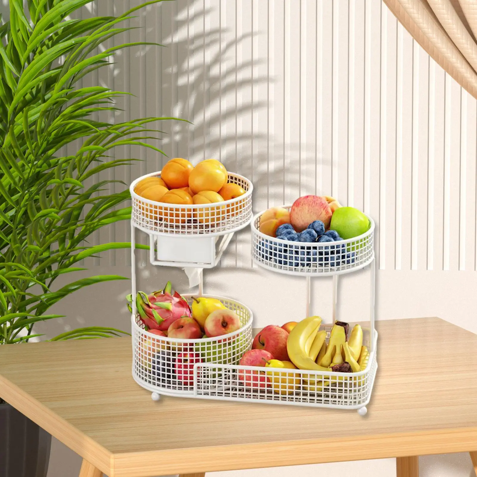 Cesta de frutas, compacta de 3 niveles, soporte de almacenamiento, organizador de cocina, cesta de aperitivos de verduras para encimera, sala de estar, comedor - imagen 2
