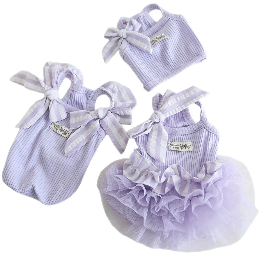 Chaleco para gatos y perros pequeños morado con falda de malla - imagen 3