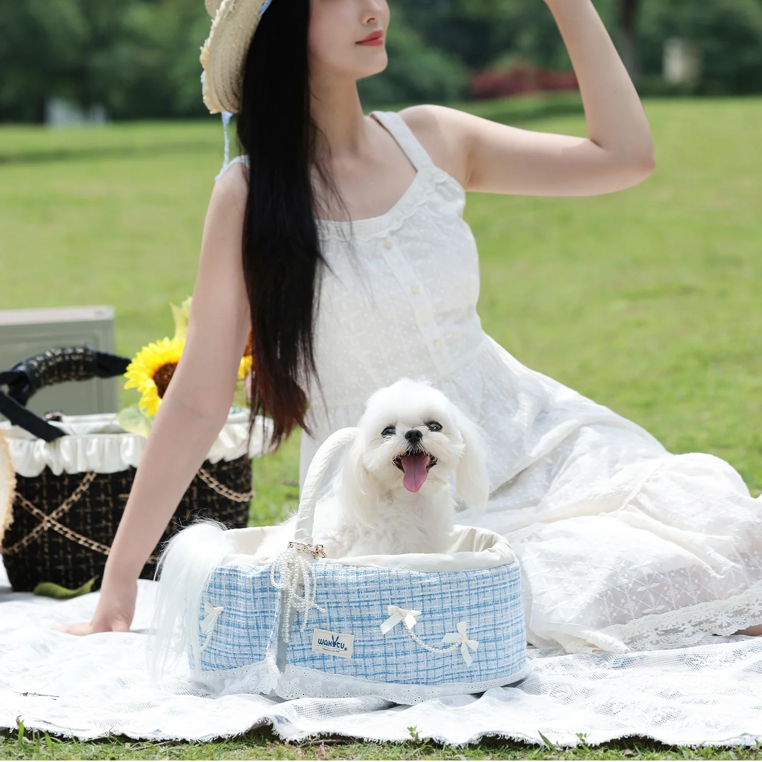 Cesta transportadora portátil para mascotas, para perros y gatos pequeños, bonita bolsa de viaje para mascotas al aire libre, cesta para mascotas, bolsa transportadora para mascotas, bolsa para gatos de picnic - imagen 5