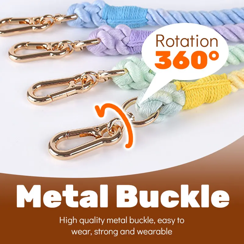 Collar y correa ajustables para perro, correa de cuero antitirones para mascotas, cuerda de remolque de algodón, hebilla de Metal para perros pequeños, medianos y grandes, caminar - imagen 5