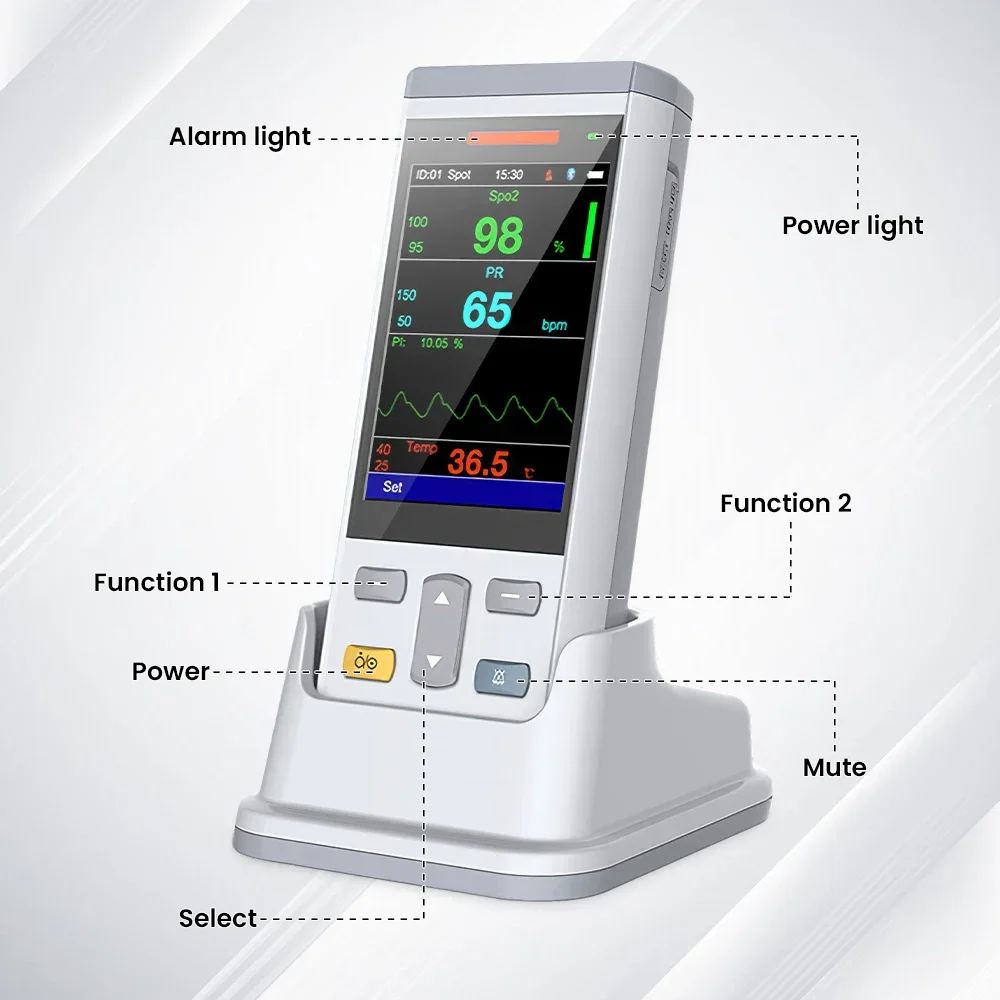 เครื่องตรวจติดตามสัญญาณชีพผู้ป่วยแบบพกพา PC100S สำหรับมนุษย์ 2 พารามิเตอร์ SpO2 อุณหภูมิ ตรวจวัดสัญญาณชีพ - imagen 4