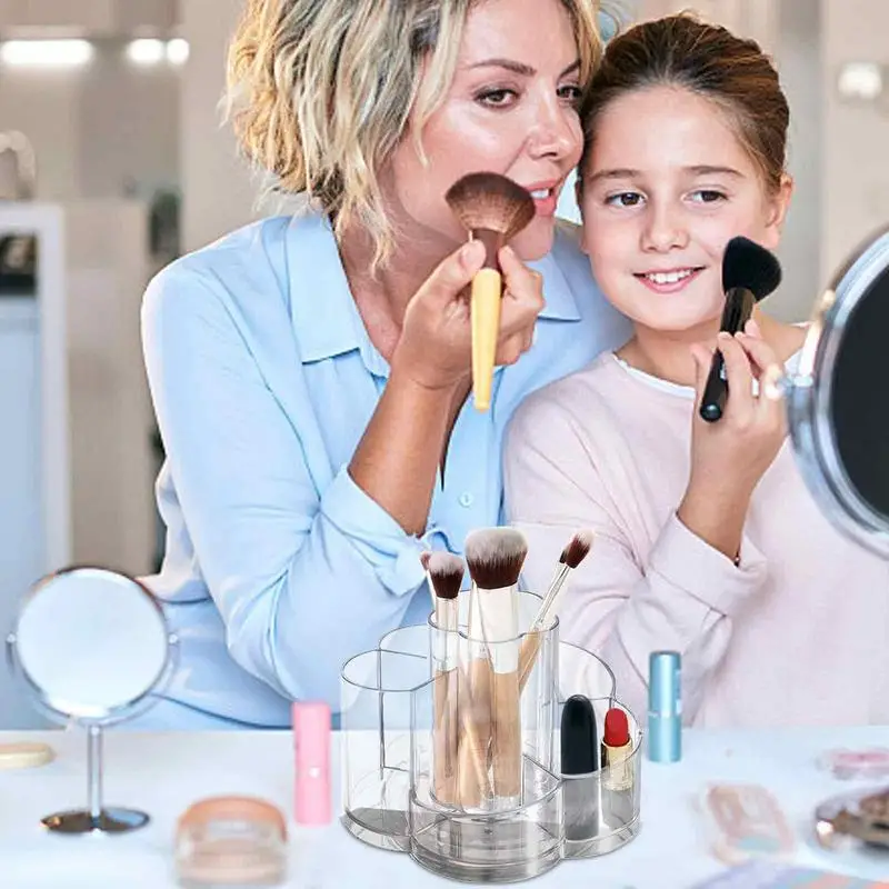 Organizador de maquillaje giratorio, soporte para brochas, almacenamiento de mesa de escritorio, lápiz labial, caja de herramientas de maquillaje cosmético, contenedor de estuche de joyería - imagen 3