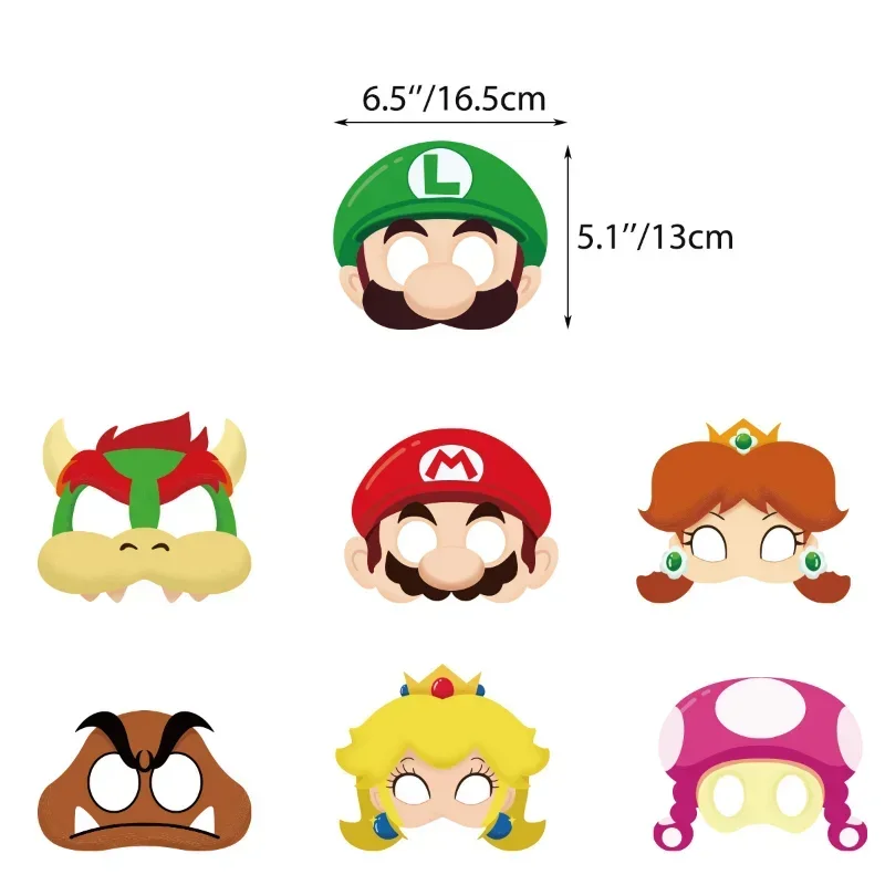 Juego de 12 Uds. De máscaras para fiesta de cumpleaños de Super Marios Bros, máscaras para disfraz de fiesta de Cosplay para niños, decoración de juguete, figura de Anime Luigi, regalos - imagen 4