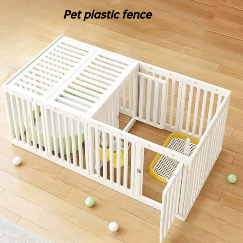 Caja para perros para interiores y exteriores, barandilla Modular de plástico para mascotas con jaula superior, productos para el hogar, accesorios de ventilación, vallas para perros