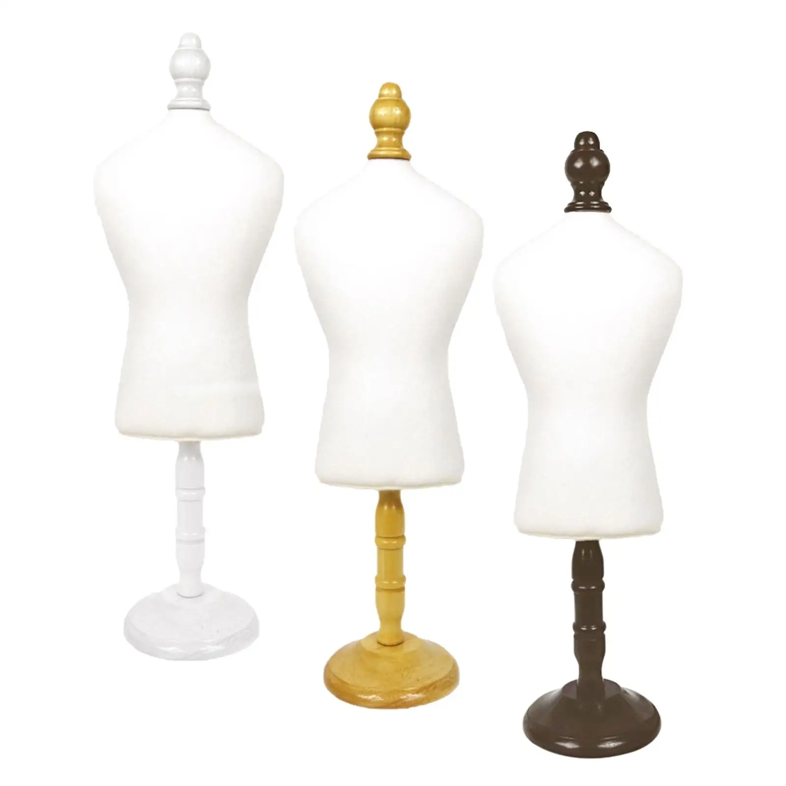 Doll Display Holder Mannequin Model Stand with Wooden Round Base Rack Female Form Wood for Dress Gown Display Pet Clothes Sewing