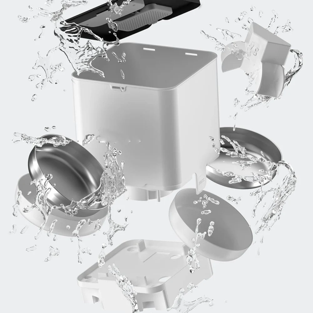 Alimentador automático inteligente para mascotas de 6L, cuencos de acero inoxidable con botón, dispensador de alimentos WiFi con sincronización de alimentación para gatos y perros - imagen 3