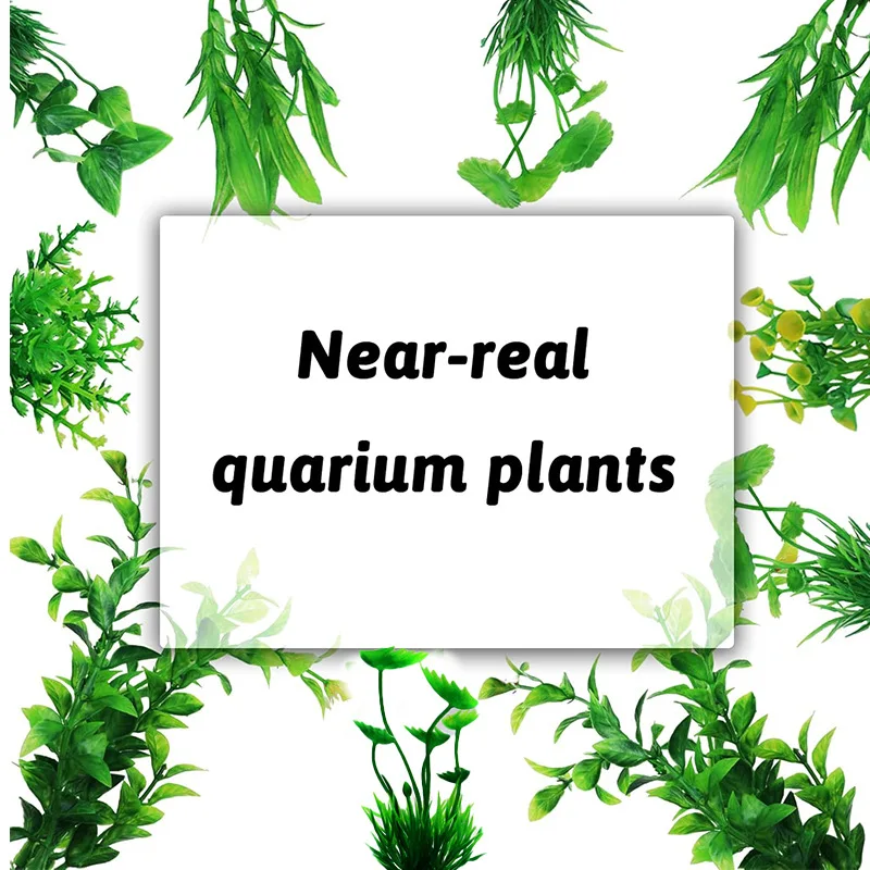 10 Uds. De plantas artificiales de plástico para acuario, decoración de pecera, malas hierbas subacuáticas verdes, accesorios de adornos para acuario - imagen 3