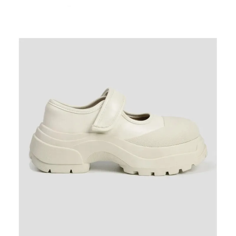 Nuevos zapatos de Ballet deportivos Mary Jane con tacón Thi para mujer, zapatos informales con punta redonda y tacón medio, suela de goma de Color puro - imagen 5