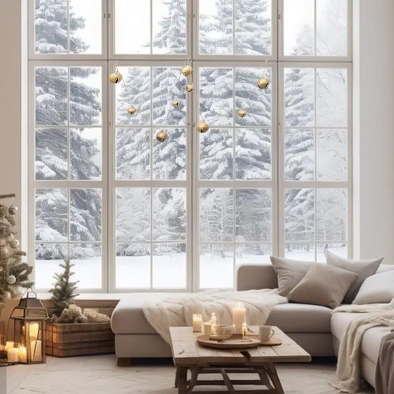 Cadena de campanas doradas para Navidad, adorno de campana atmosférica, decoración de temporada para árbol de Navidad, pared, ventana, jardín - imagen 3