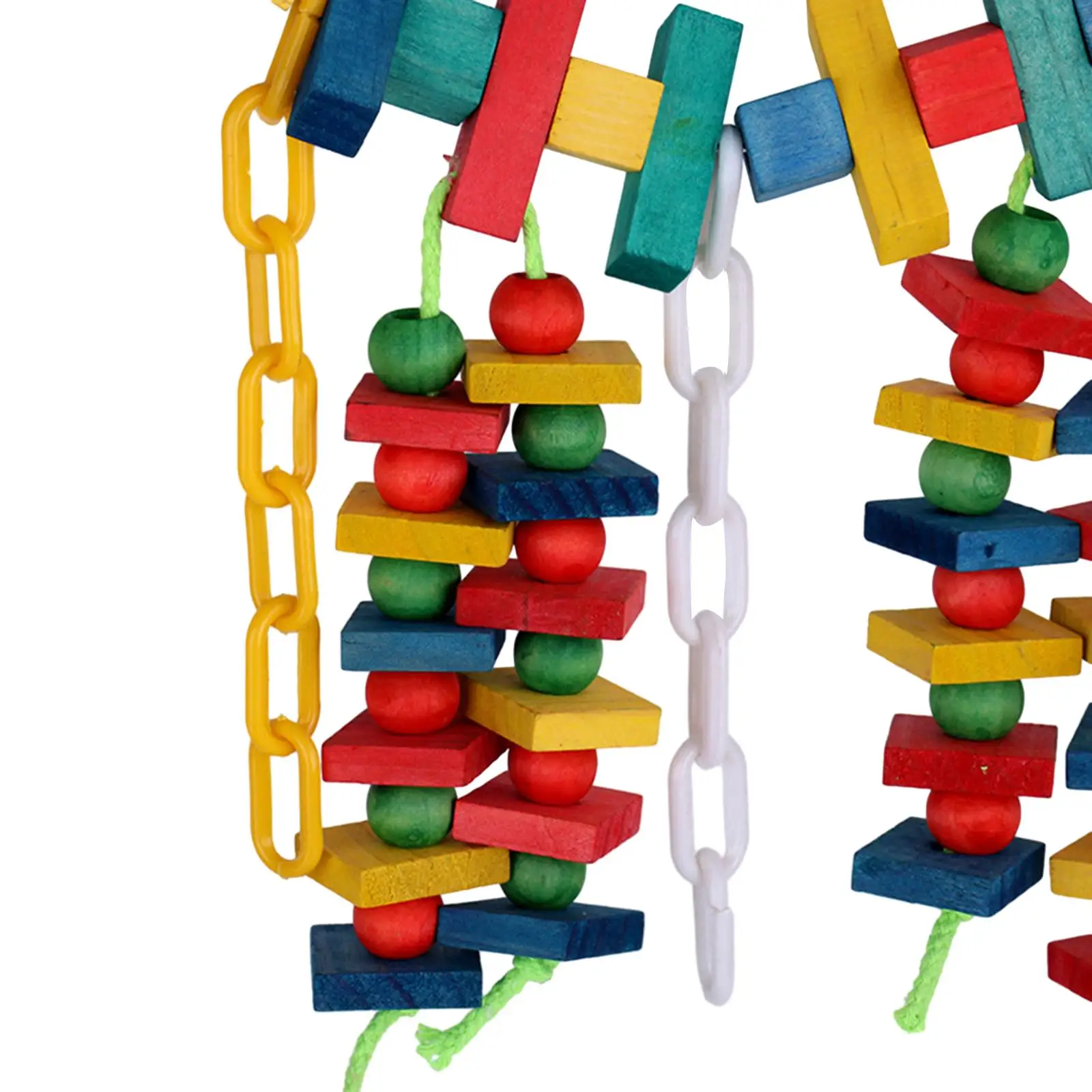 Multicolored Wooden Blocks Parrot Cage Bite Toy for Macaws Caiques