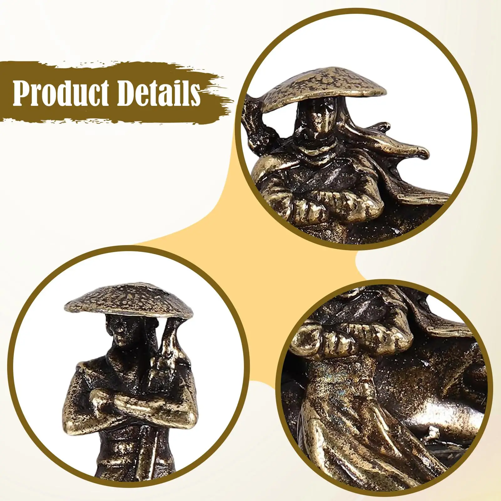 Mini People Figurines Alloy Kung Fu Statues Vintage Landscape Ornaments Chinese Garden Decoration for Home Tabletop Bonsai