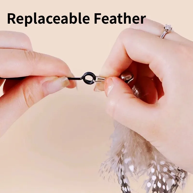 Juguete para gatos, rompecabezas de plumas, palo para gatos, juguete interactivo para gatos autohi con campana, mango de madera, juguetes para gatos, rompecabezas de alambre de acero, suministros para mascotas - imagen 5