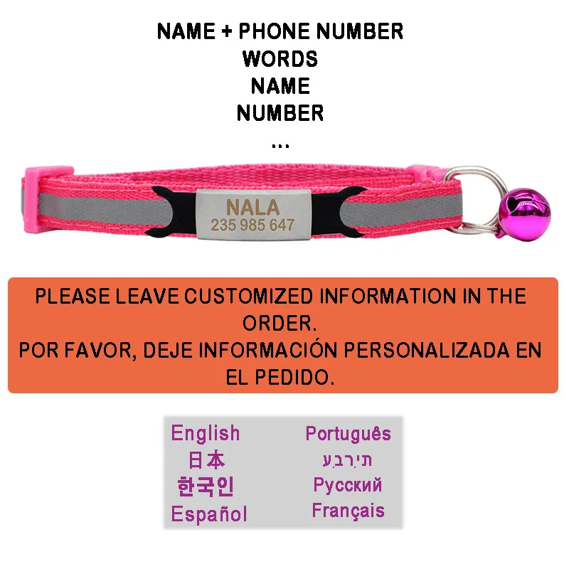 Collar de perro personalizado con etiqueta de identificación, Collar reflectante, placa de identificación reemplazable para cachorro, grabado personalizado, suministros ajustables para perros pequeños - imagen 3