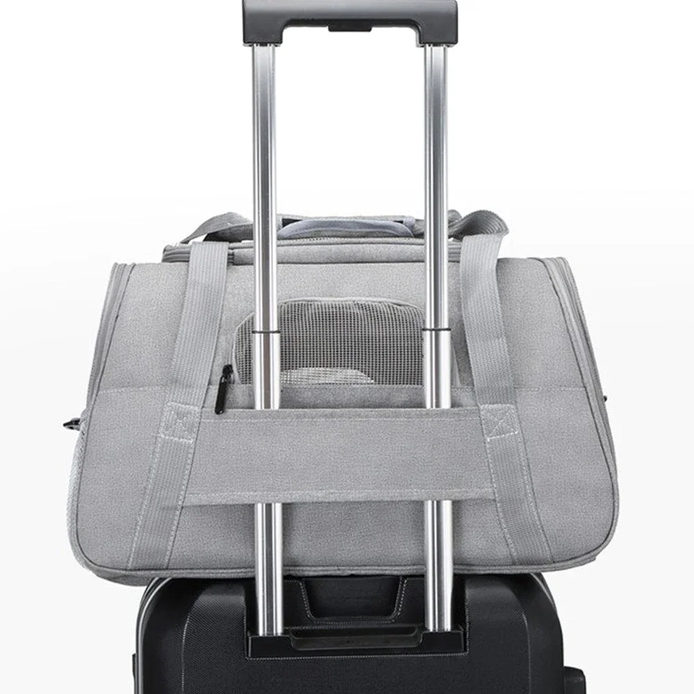 Transportadores suaves para mascotas, bolsa plegable portátil y transpirable, bolsas transportadoras para perros y gatos, bolso de viaje para mascotas con cremalleras de seguridad de bloqueo - imagen 5