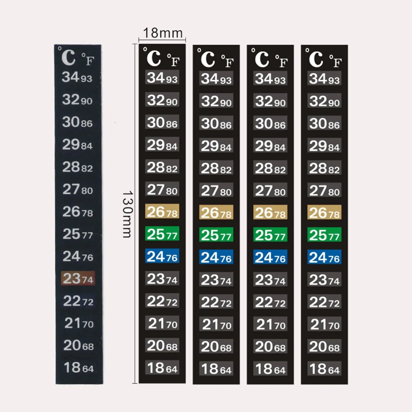 Aquarium Thermometer Strip Easy Read Stickers Temperature Indicator Accessory for Fish Tank Cooling Fan Setup