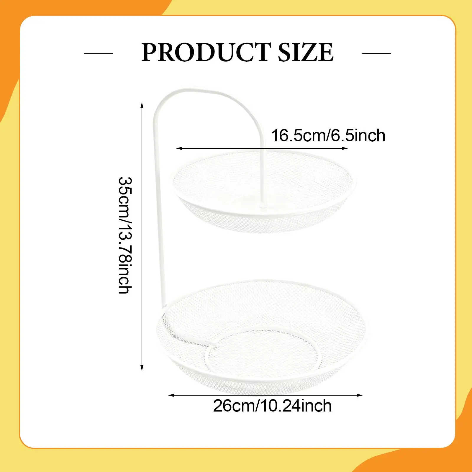 Fruit Basket Iron 2 Tier Storage Stand Holder, Wire Fruit Basket, Vegetables Basket Bowl Mesh Fruit Bowl, for Bread Snack Veggie