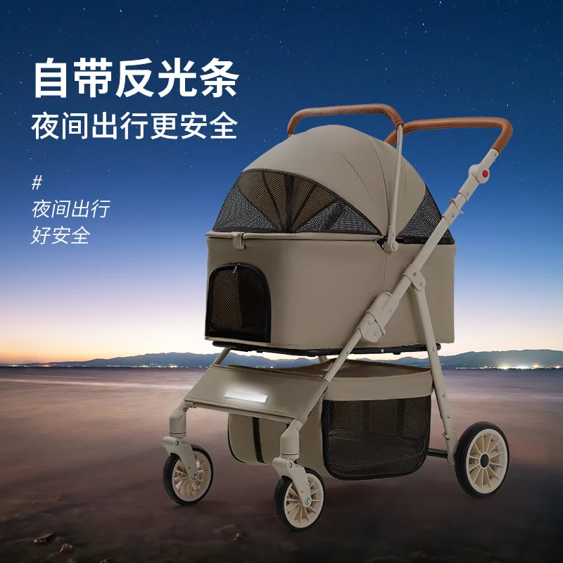 Cochecitos para mascotas, cochecitos de peluche para perros y gatos, carrito para mascotas, suministros para perros al aire libre plegables y ligeros - imagen 3