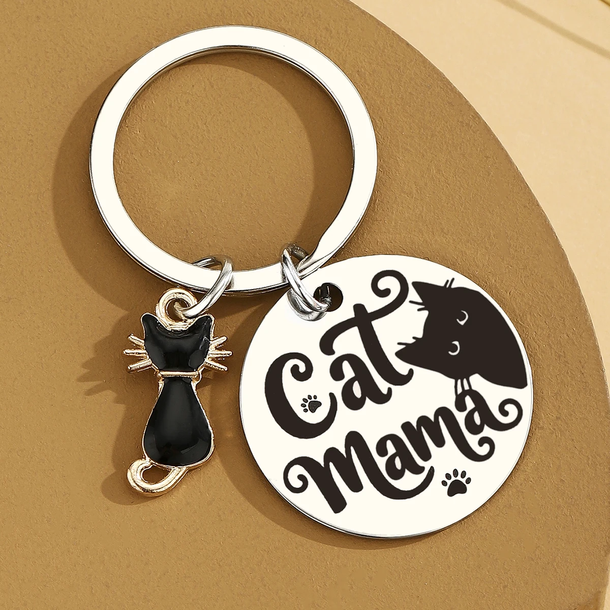Regalos de mamá de gato para mujer, regalo único de cumpleaños para amantes de los gatos negros para mujeres y niñas, llavero divertido de gato de Halloween para mujer, regalo - imagen 4