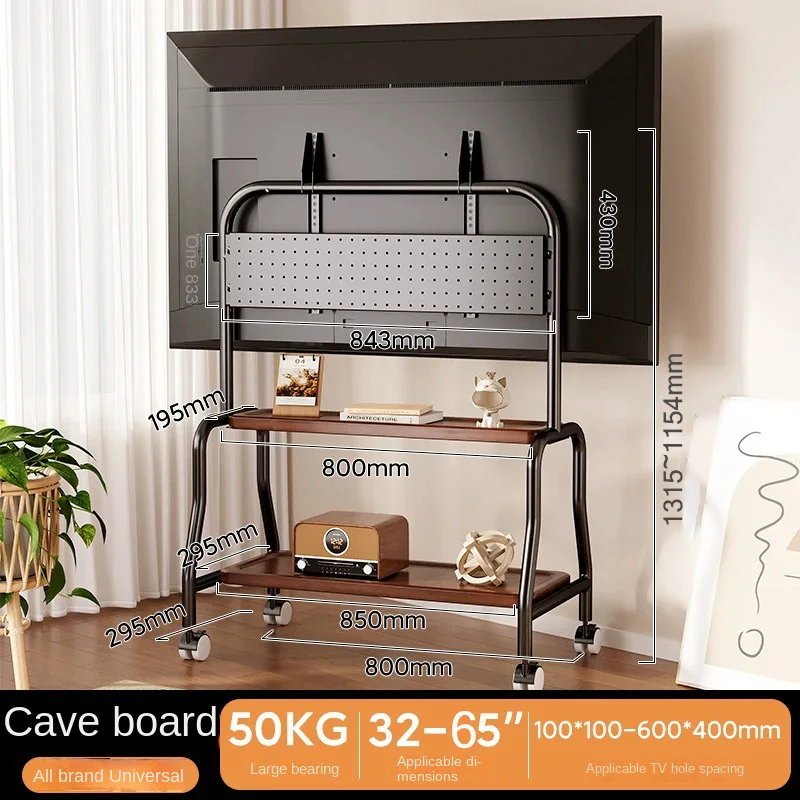 Caballete para carrito de TV móvil, soporte rodante para TV para pantallas de pantalla plana de 32 a 65 pulgadas, soporte portátil para TV de suelo de acero inoxidable con bloqueo