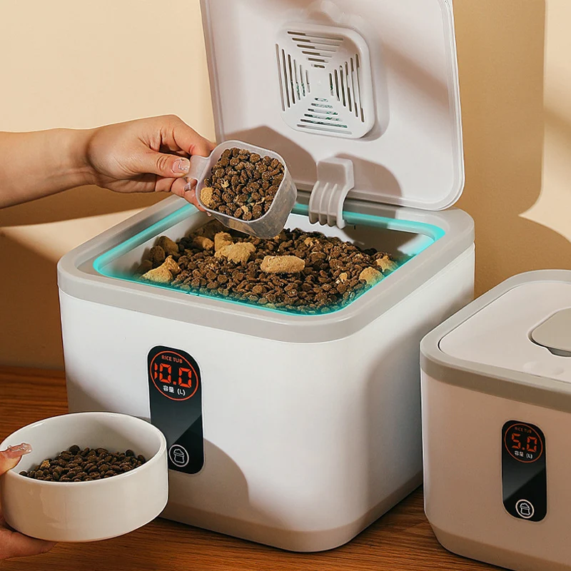 Cubo de almacenamiento de comida para mascotas, suministros sellados de gran capacidad, caja de cocina para aperitivos, 5/10KG - imagen 2