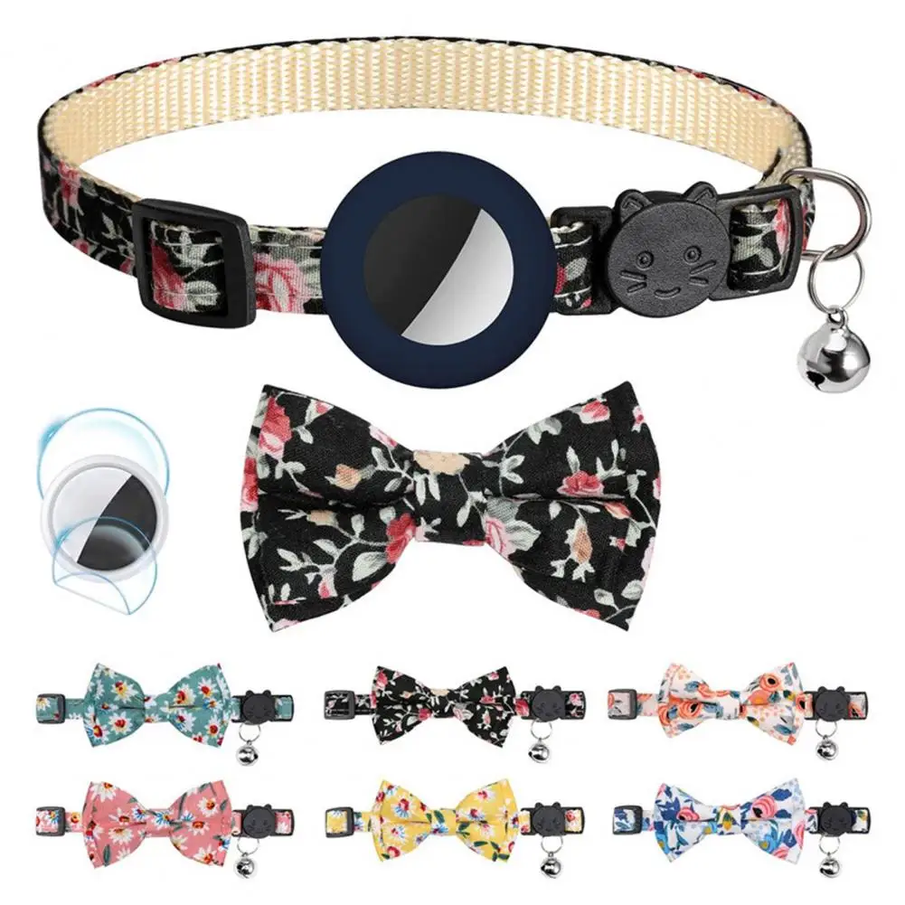 Correa para el cuello para cachorros, patrón exquisito, cuello de Mascota, nudo circular, cuello estampado de flores, pajarita para mascotas - imagen 5