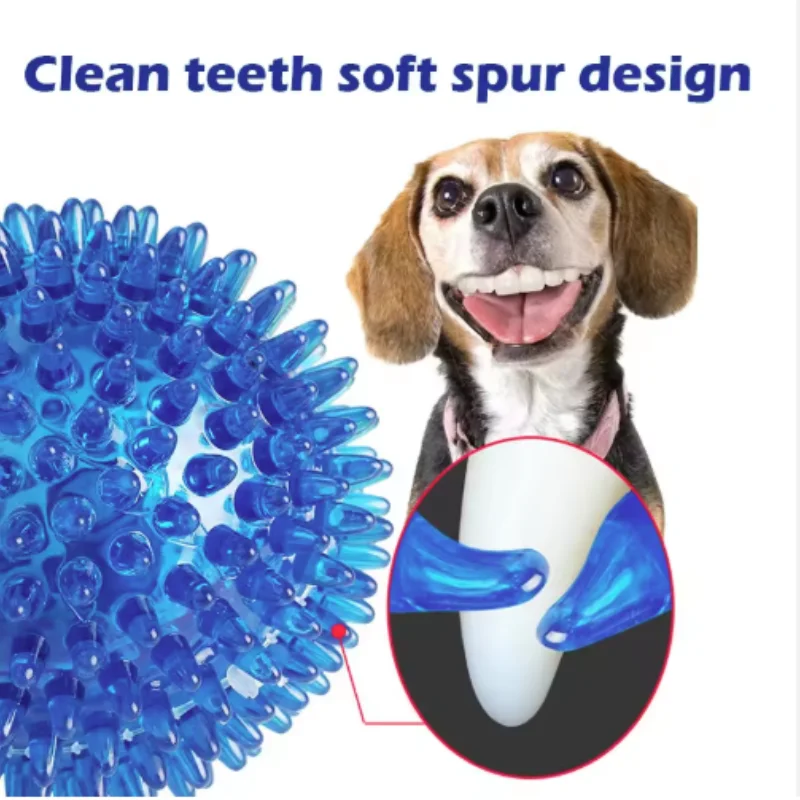 Bola de limpieza de dientes chirriantes de lunares, juguetes para perros y cachorros, juguete para masticar dientes, bolas de espina, accesorios para mascotas - imagen 4