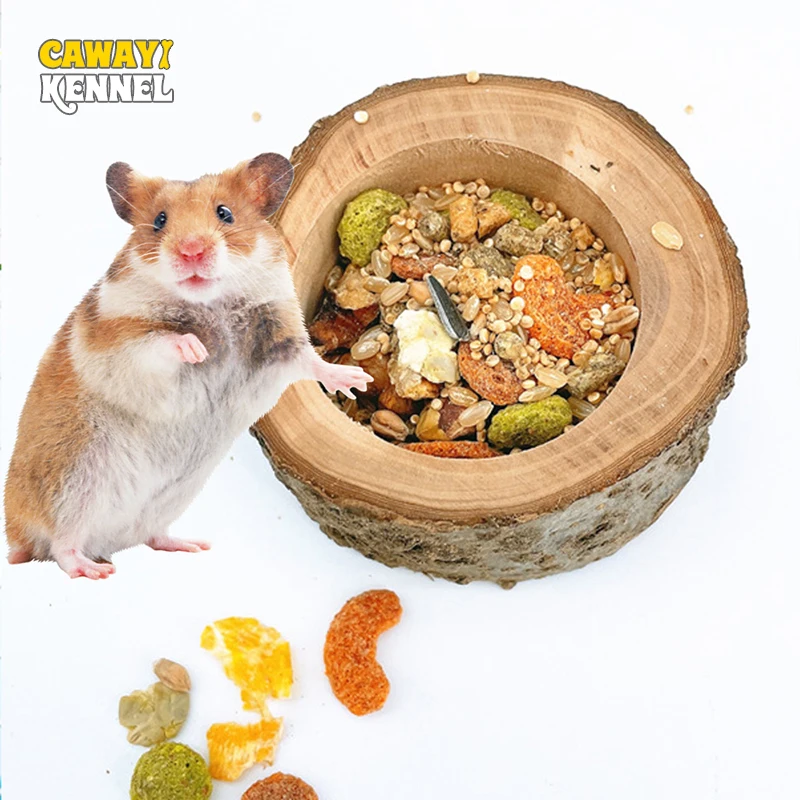 Cuenco de madera para hámster y animales pequeños – Comedero natural