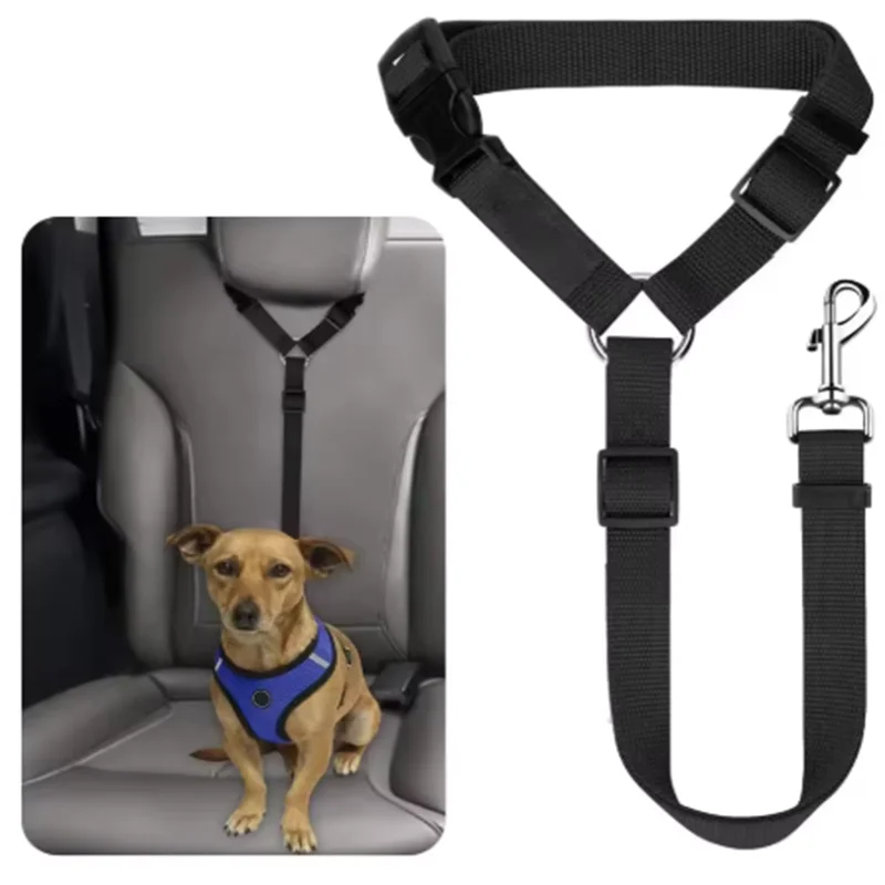 Cinturón de seguridad de coche para mascotas de Color sólido, correa de nailon para asiento trasero, cinturón de seguridad ajustable, arnés para perros, Collar, accesorios para mascotas