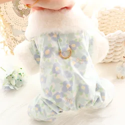 Pijamas gruesos de invierno para perros, abrigo de algodón cálido con estampado de princesa para perros pequeños, ropa para clima frío de peluche/bichon para cachorros