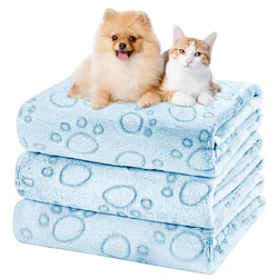 Manta suave cálida azul con dibujos animados para perros y gatos