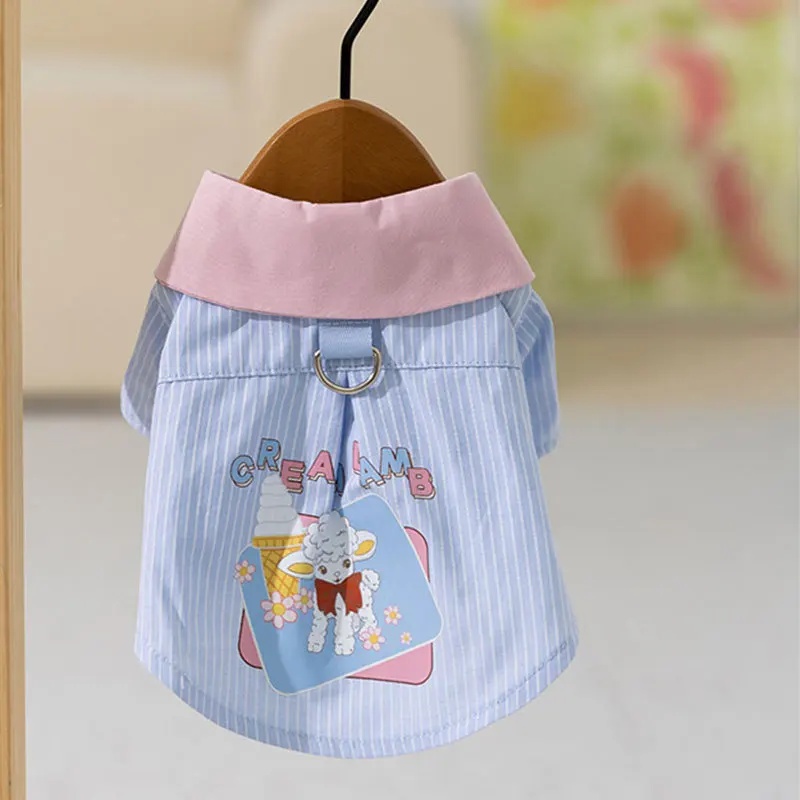 Camiseta para perro mascota, camisa a rayas fina y transpirable de primavera, ropa de dos piernas para perro de tamaño pequeño y mediano, Teddy Cat - imagen 2
