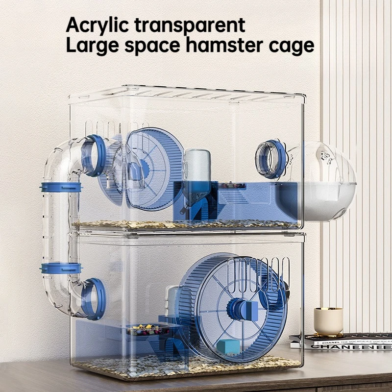 Jaula para hámster, Villa de lujo, hámster sirio, casa espacial grande para mascotas pequeñas, nido transparente acrílico, productos para mascotas, accesorios