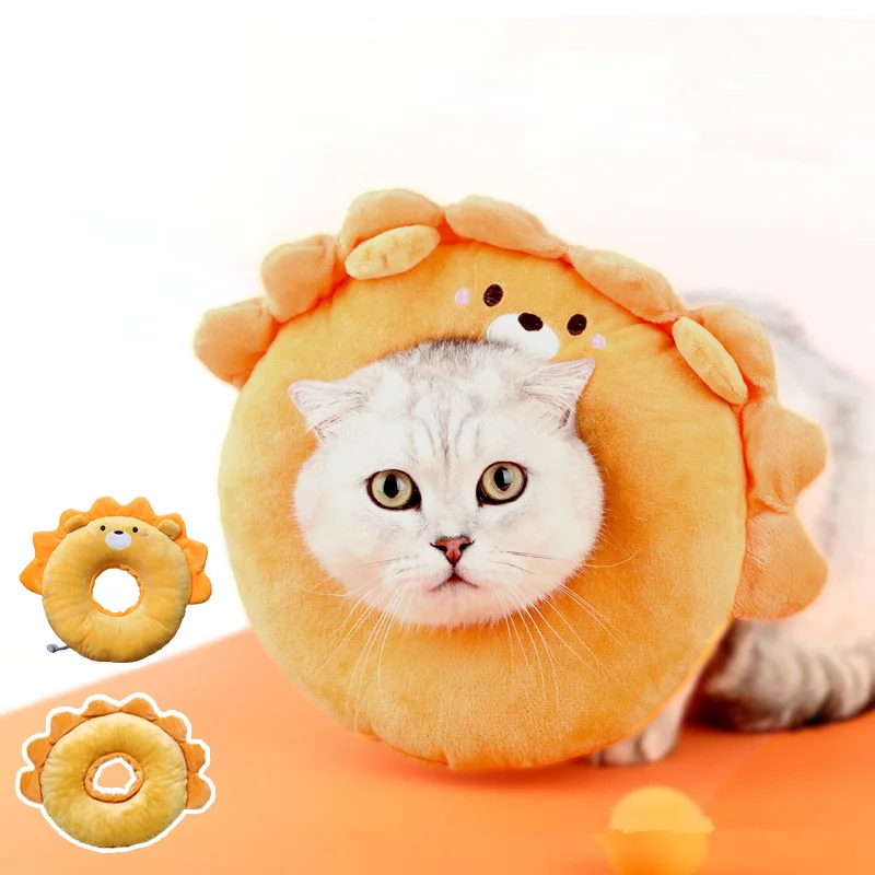 Anillo Elizabeth antipérdida para perro, Collar de tela suave con diseño de León/Crausa, cubierta para el cuello, auriculares bonitos para mascotas, suministros para gatos - imagen 2