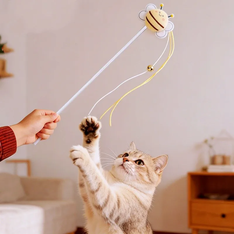 Juguete interactivo mariposa con varita para gatos – felpa y campana - imagen 4