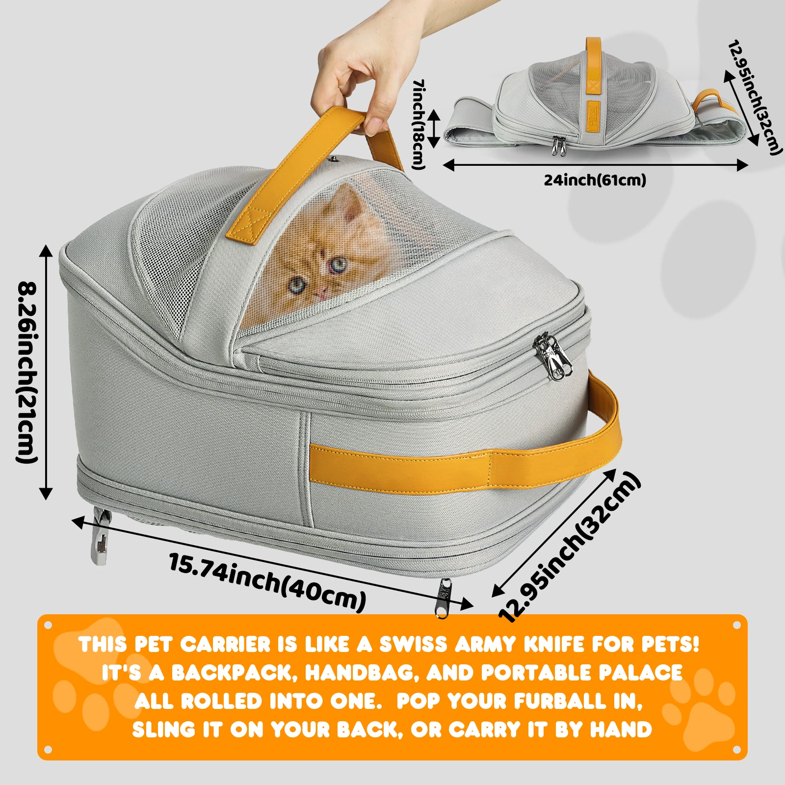Mochila transportadora de perros transpirable para perros y gatos pequeños a medianos con diseño Head out Cómoda viaje de senderismo manos libres - imagen 2