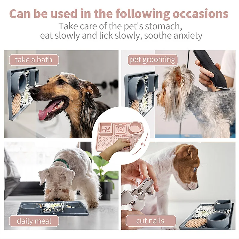 Almohadillas multifuncionales para lamer perros y gatos, tazón antiasfixia de Comida Lenta para cachorros, tazón con ventosa para comer y lamer, suministros para mascotas - imagen 5