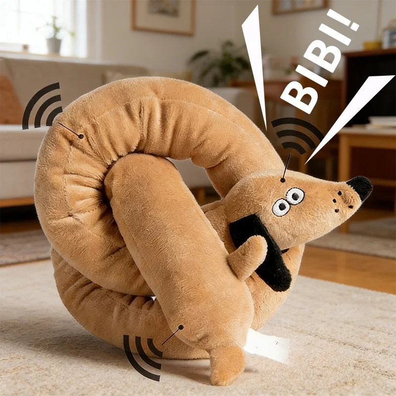 Juguete peluche salchicha con sonido para perros – Resistente para masticar - imagen 4