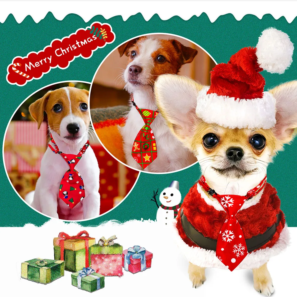 100 Uds. Suministros navideños para mascotas, corbatas navideñas para perros y gatos, pajaritas, accesorios de aseo para perros de ciervo y Papá Noel, corbatas para perros pequeños y medianos - imagen 3
