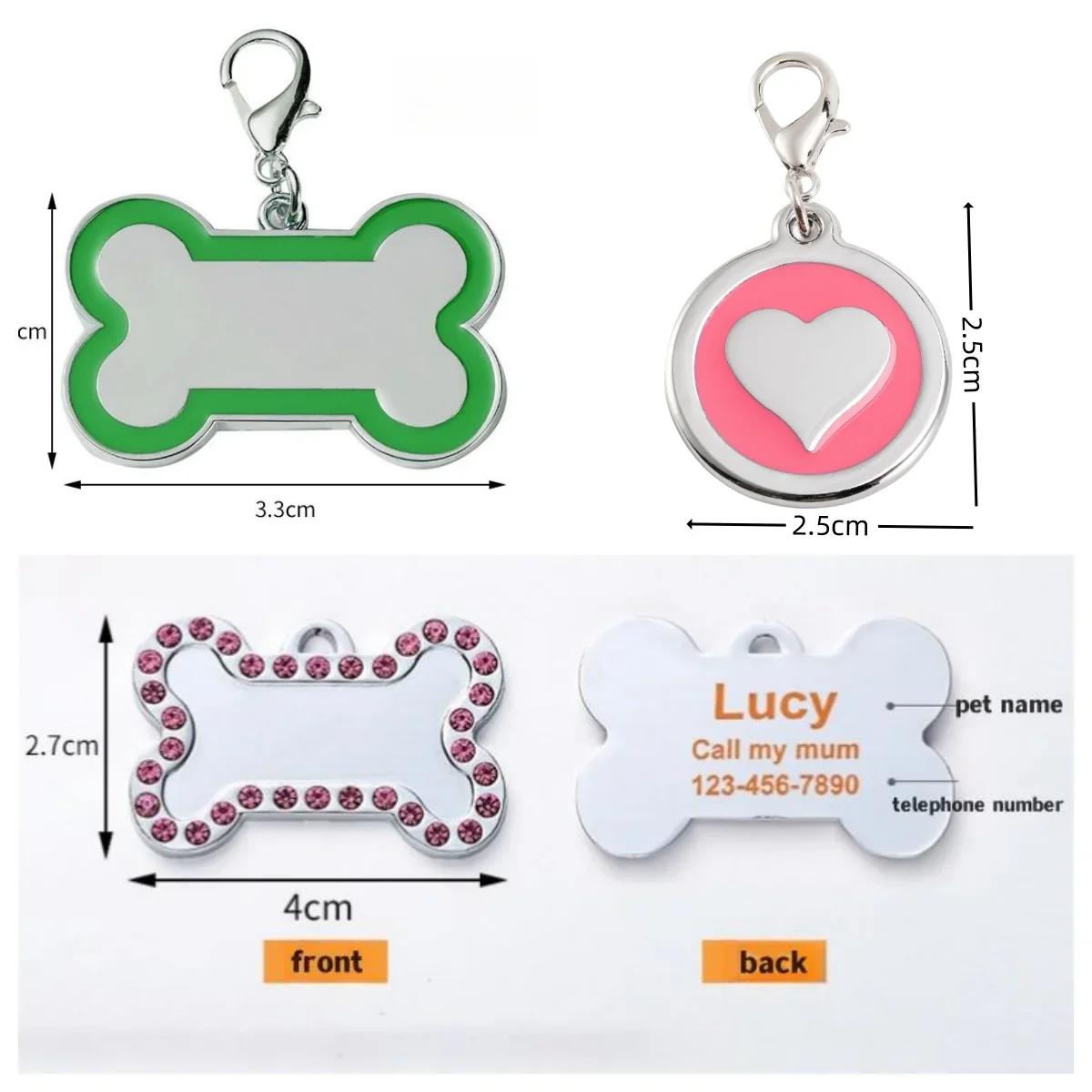 Etiquetas perros identificación personalizadas grabadas mascotas cualquier nombre collar perros etiqueta perros nombre personalizado perros acero inoxidable cachorros gatos - Ángulo perfecto mostrando el sistema de personalizadas
