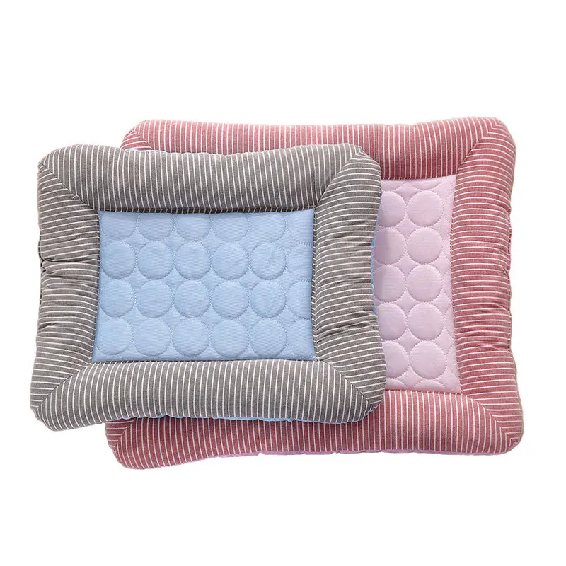 Cama con almohadilla de refrigeración para perros, gatos, cachorros, gatitos, manta fresca para mascotas, Material de seda de hielo suave para dormir en verano, rosa, azul, transpirable - imagen 2