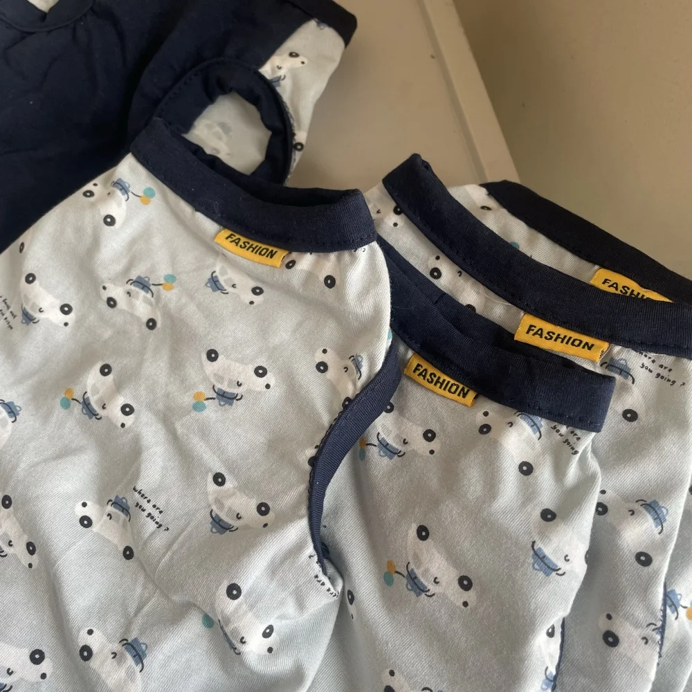 Camiseta de algodón de dibujos animados para Sphinx en primavera Mono azul de manga corta para Devon Rex Chaleco de verano suave para perros gato machos - imagen 5