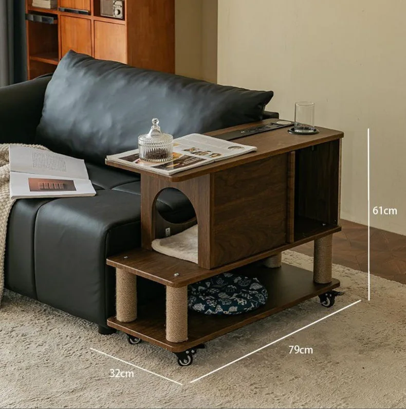 Sofá nido para gatos integrado con mesa auxiliar