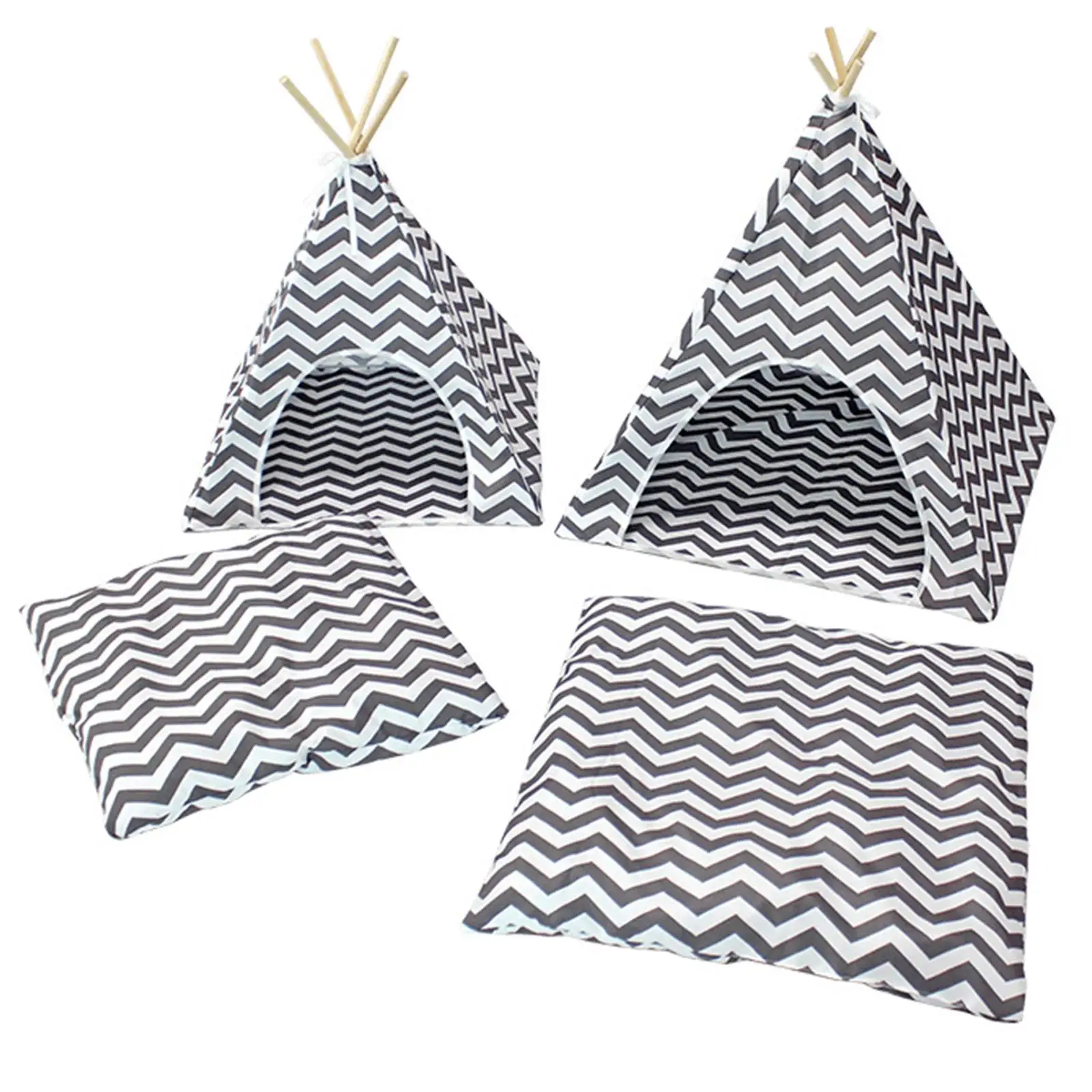 Pet Teepee Dog House Cat Tent Bed Nest Shelter Warm Winter Tent Mat Cushion Sleeping Bed for Indoor Puppy Accessories