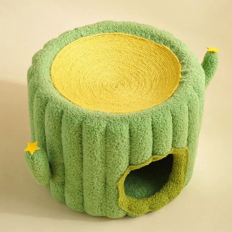 Rascador para casa de gatos, tablero rascador para gatos, almohadilla de cáñamo de Cactus bonito, poste rascador para gatos, rascador de nido de escalada, muebles para mascotas - imagen 2