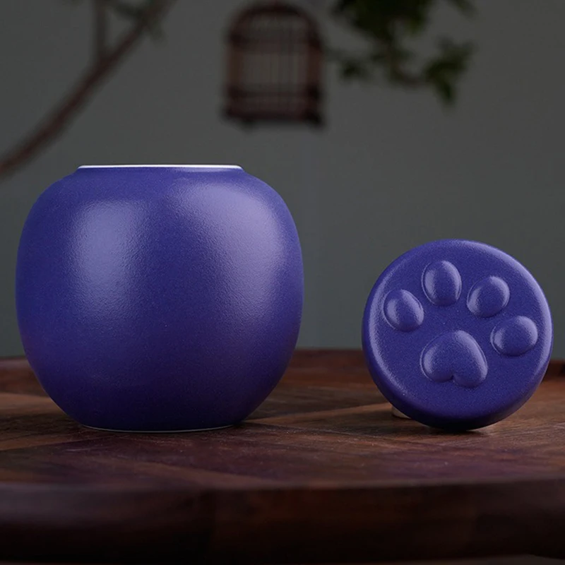 Urnas de cerámica con estampado de pata para mascotas, cenizas, memoriales funerarios, urna funeraria de animales, recuerdo de cremación, caja de cenizas para cachorros, recuerdo de gato decantado - imagen 5