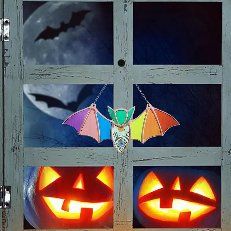 Decoración artística de murciélagos para Halloween, colgante de pared con cadena de Metal para interiores y exteriores, Acr volador - imagen 3