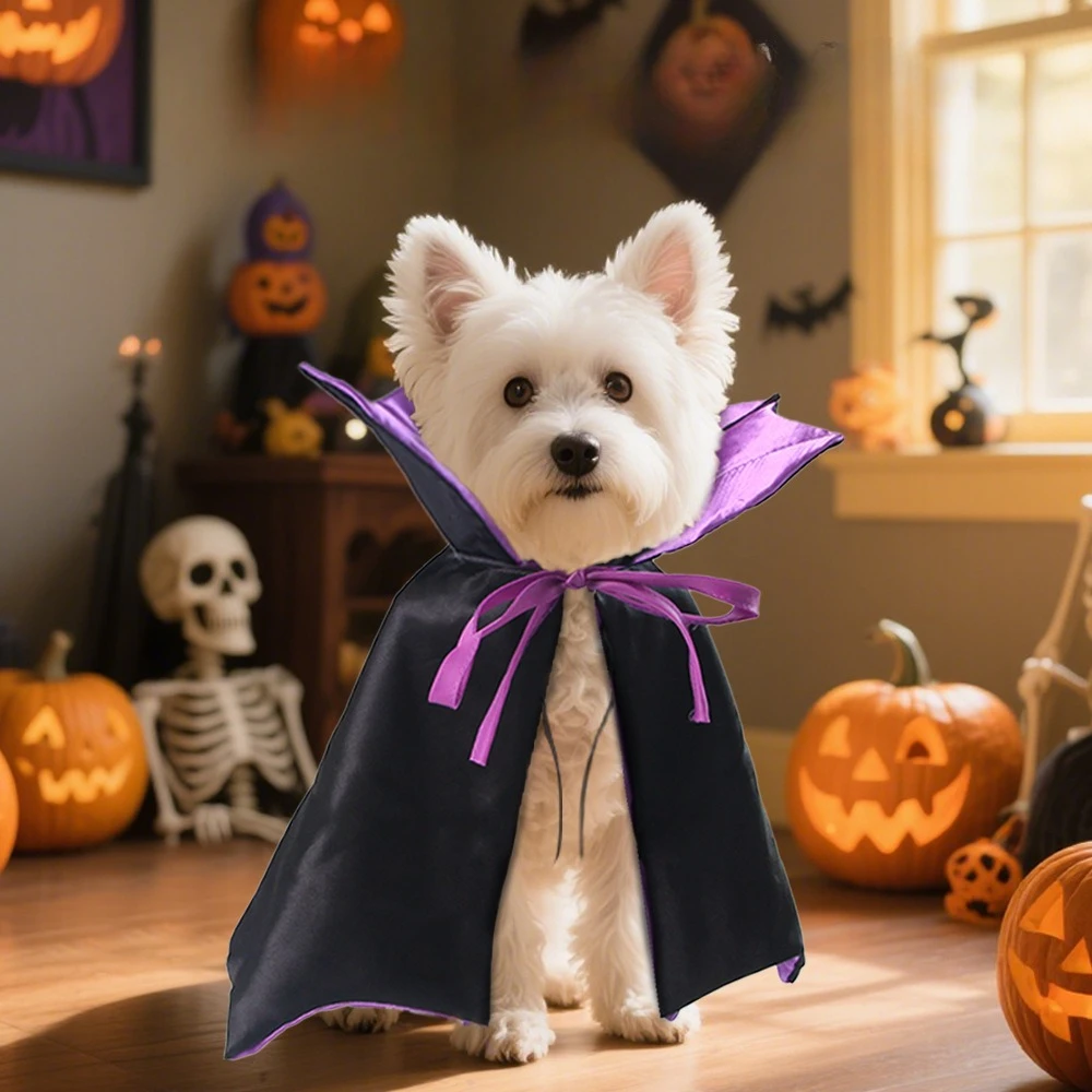 Divertido disfraz de Halloween para perros y gatos, disfraz para perros pequeños, capa de vampiro, ropa para perros y gatos, suministros para mascotas - imagen 2
