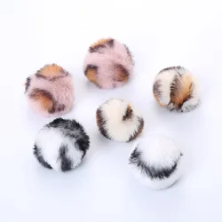 Bolas peludas interactivas para gatos – Diseño leopardo, suaves para masticar